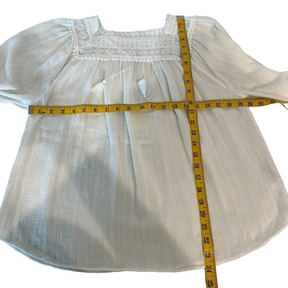 Margaret O'Leary Ivory Crochet & Gauze Boho 'Peasant Blouse Women's Size XS - Picture 9 of 14